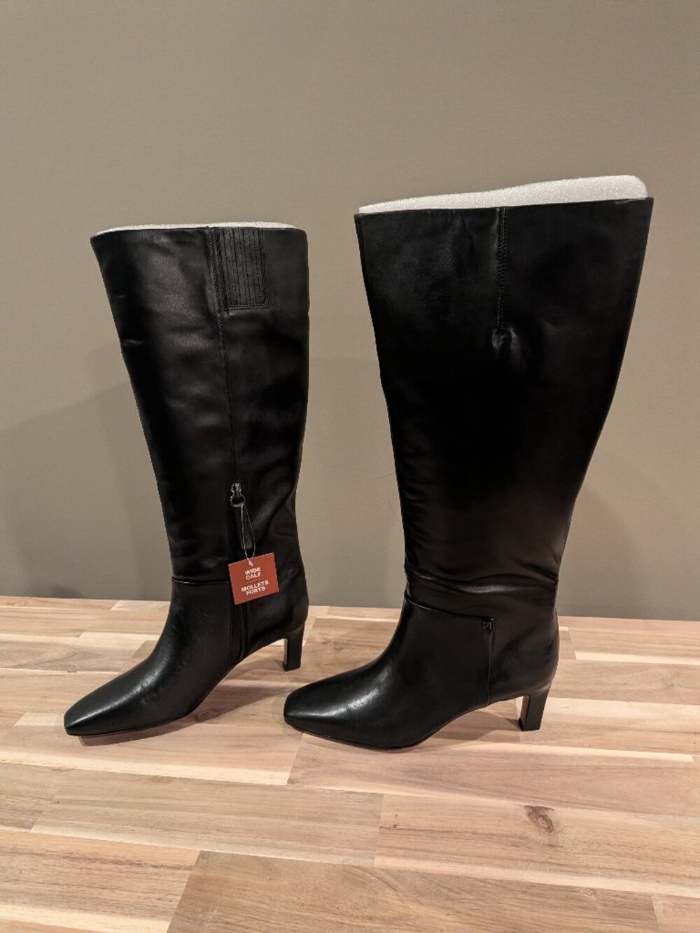 Franco Sarto Timmy Leather Wide Calf Knee High Boot Black Women's 7 NWT
